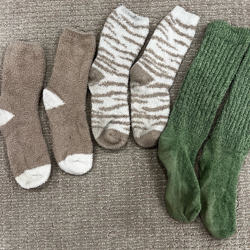 Cozy Men's Sock Set - Green, Brown, and White